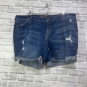 Arizona Jean Co. Distressed Cuffed Stretch Jean Shorts 20 Jr. Plus